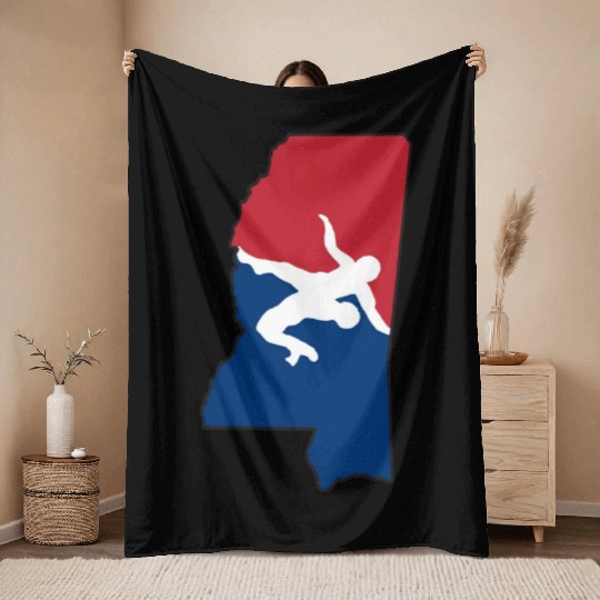 Mississippi Wrestling Throw Blankets