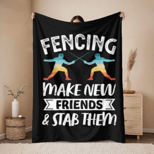 Funny Retro Fencing Make Friends Stab Them Throw Blankets