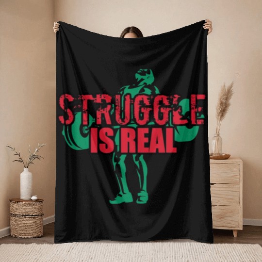 Struggle Is Real - RED-ON-GREEN Throw Blankets