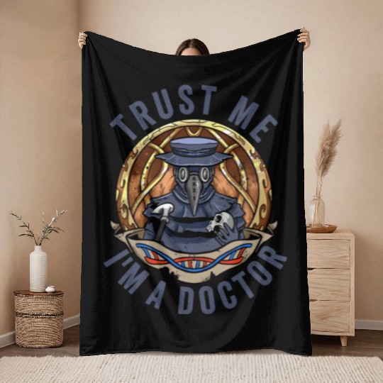Plague Doctor Outfit Plague Doctor Mask Medicines Throw Blankets