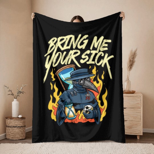 Plague Doctor Outfit Plague Doctor Mask Medicines Throw Blankets