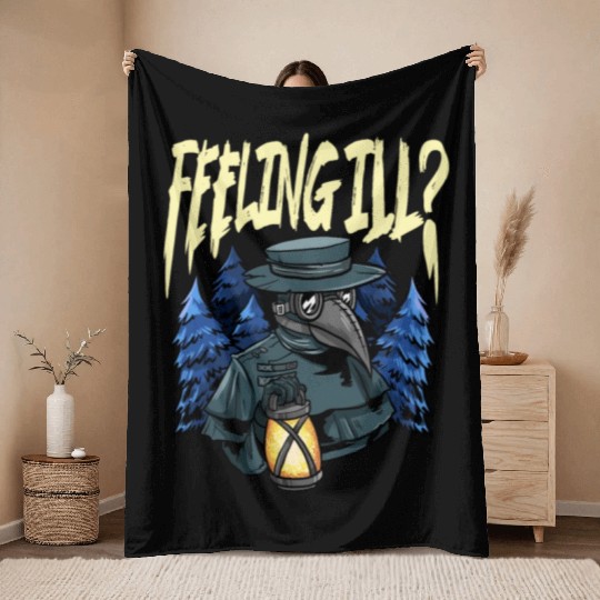 Plague Doctor Outfit Plague Doctor Mask Medicines Throw Blankets