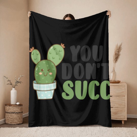 Plant Lover Cute Succulents Cacti Plants Throw Blankets