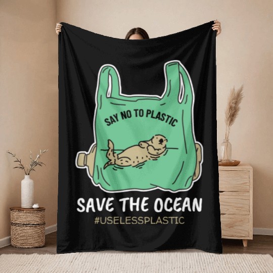 Save The Ocean Seal Save The Earth Environment Throw Blankets