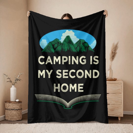 Camping Is My Second Home Camper Sayings Camp Quot Throw Blankets