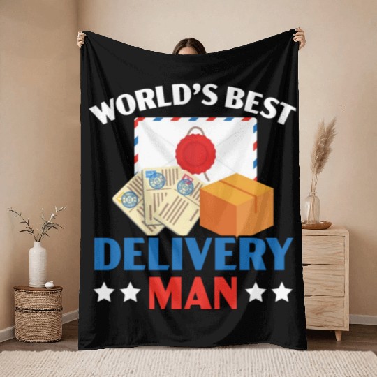 Postal Worker Mail Lady Delivery Mail Escort Throw Blankets