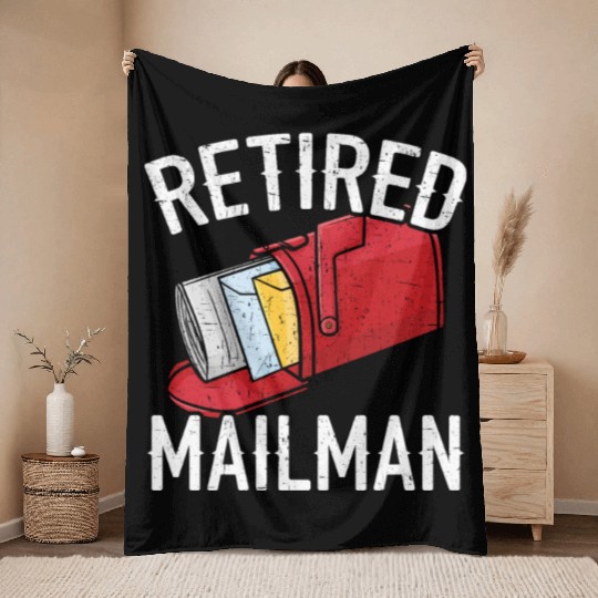 Retired Mailman Delivery Mail Escort Retirement Throw Blankets