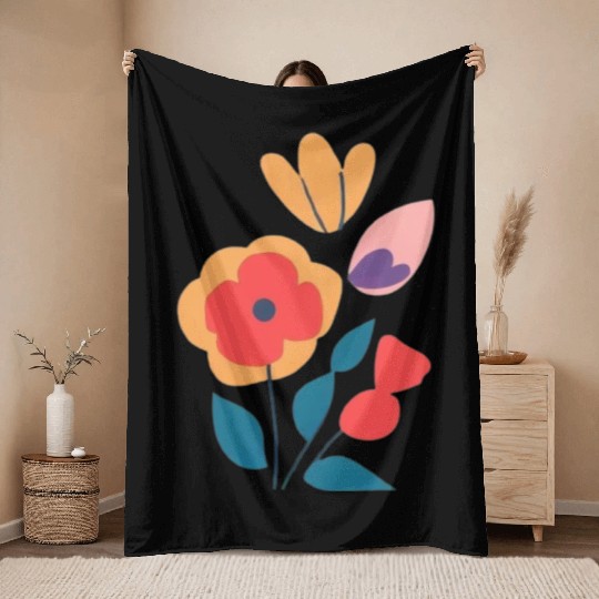 Hello spring flowy Throw Blankets for women