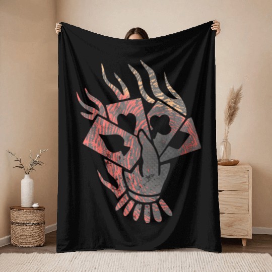 Poker Player Hand Burning Cards Casino Throw Blankets