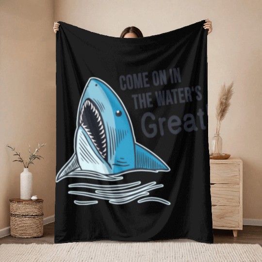 Great White Shark Funny Saying Throw Blankets