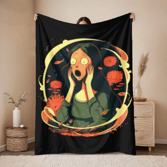 Surreal Scream Lisa Throw Blankets