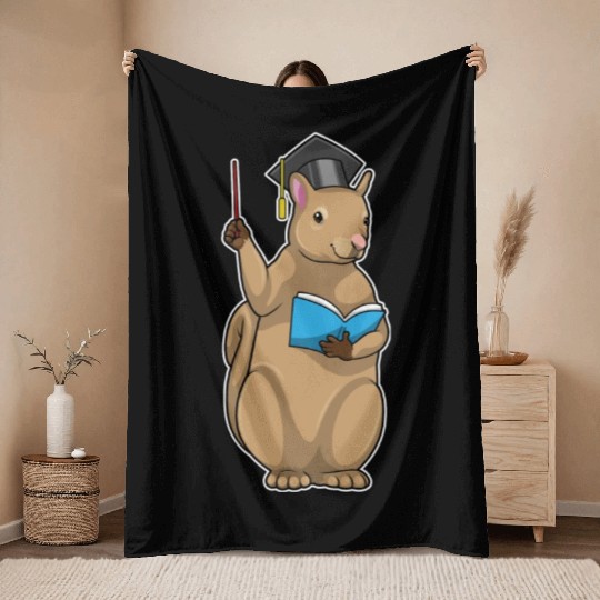 Squirrel As Teacher With Book Throw Blankets