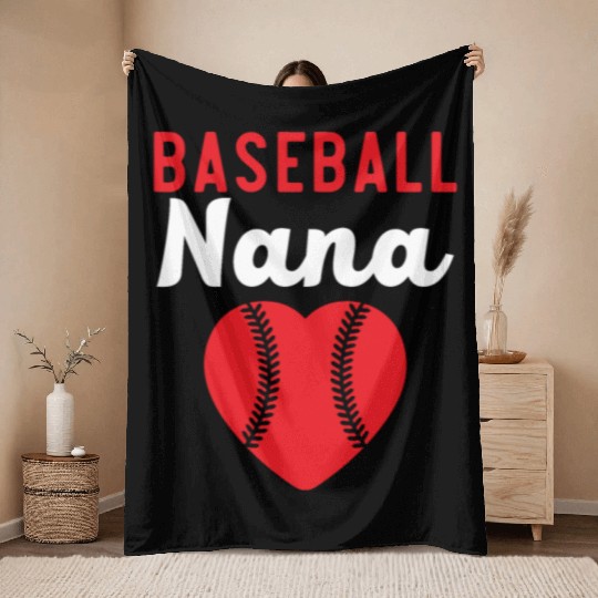 Baseball Nana Baseball Grandma Baseball Fan Throw Blankets