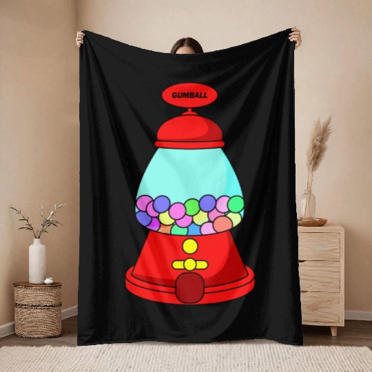 Gumball Machine Candy Illustration Throw Blankets