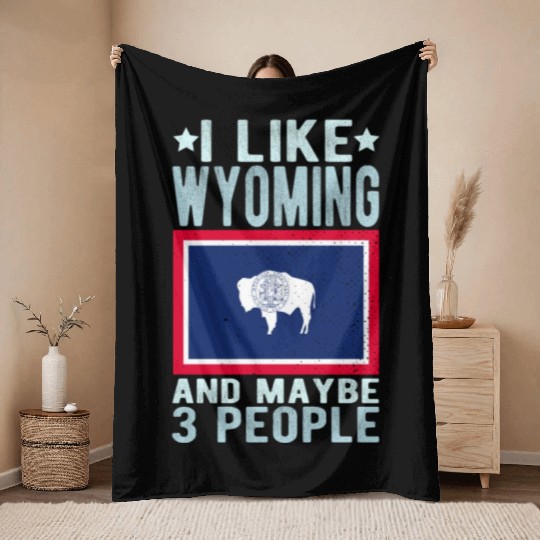 Wyoming Flag US State Throw Blankets