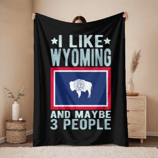 Wyoming Flag US State Throw Blankets
