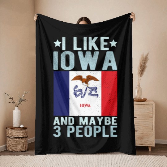 Iowa Flag US State Throw Blankets