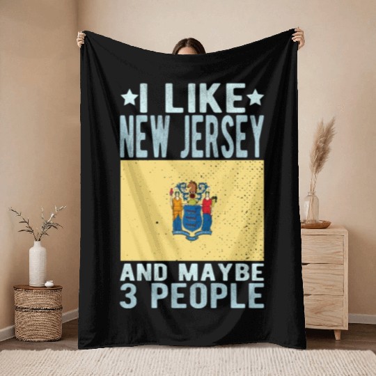 New Jersey Flag US State Throw Blankets