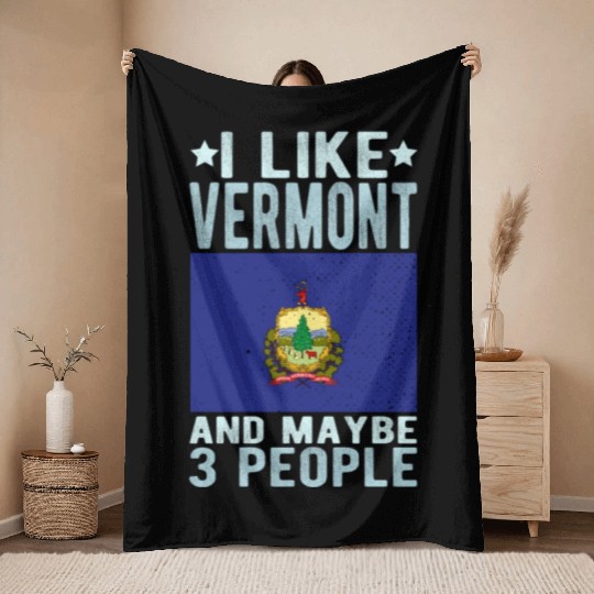 Vermont Flag US State Throw Blankets