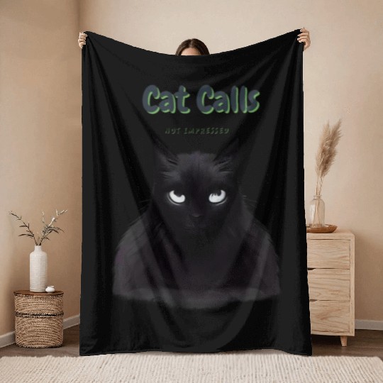 Cool Cat Not Interested in Cat Calls Throw Blankets