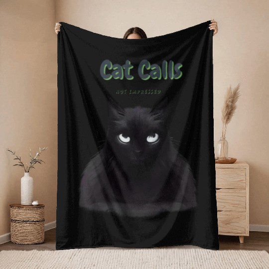Cool Cat Not Interested in Cat Calls Throw Blankets