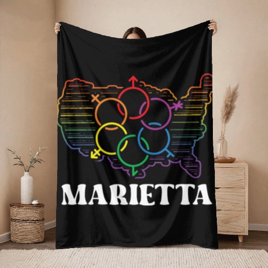 Marietta Pride Month Pride Flag LGBT Community LGB Throw Blankets