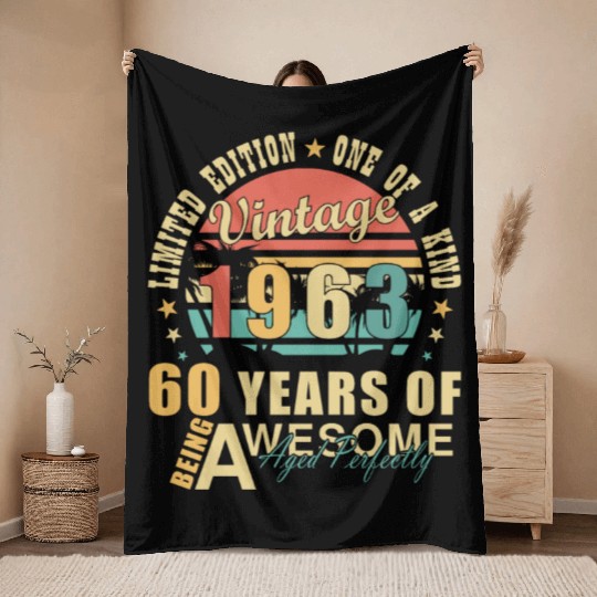 60th birthday 60 years born 1963 Throw Blankets