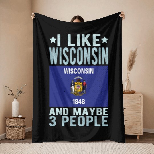 Wisconsin Flag US State Throw Blankets
