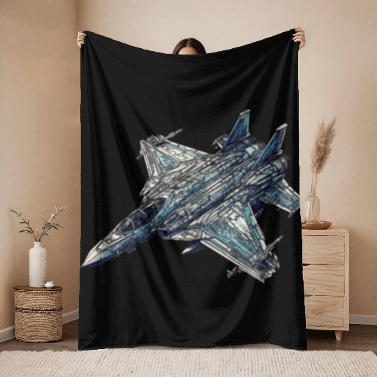 FIghter jet Throw Blankets