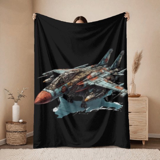 FIghter jet Throw Blankets