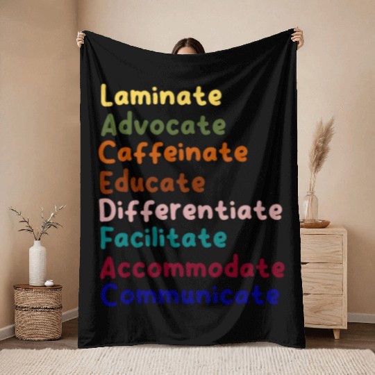 Sped Teacher Caffeinate Advocate Laminate Educate Throw Blankets