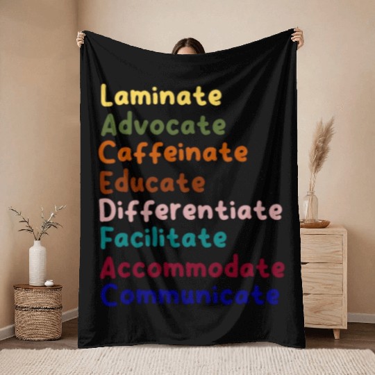 Sped Teacher Caffeinate Advocate Laminate Educate Throw Blankets