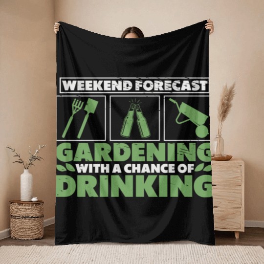 Gardener Drinking Gardening Plants Beer Lover Throw Blankets