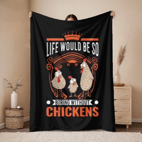 Chickens Chicken Farm Farmer Throw Blankets