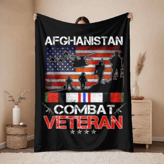 afghanistan combat veteran us veteran military Throw Blankets