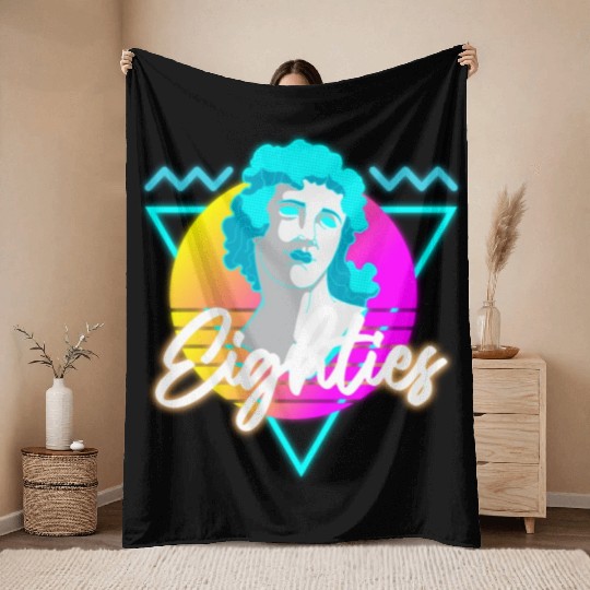 Retro Disco Nostalgia Neon Throw Blankets
