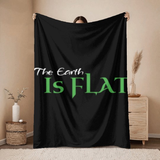 Flat Earth Green Throw Blankets