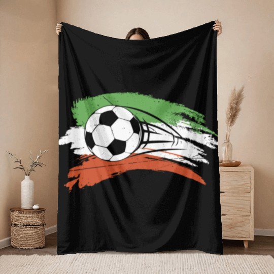 Ireland Irish Soccer Ball Flag Throw Blankets