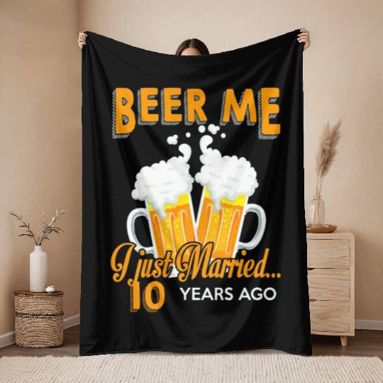 Anniversary Gift 10th 10 Years Wedding Celebration Throw Blankets