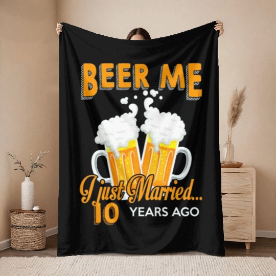 Anniversary Gift 10th 10 Years Wedding Celebration Throw Blankets