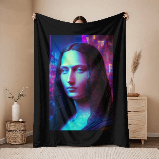 Mona lisa in future Throw Blankets