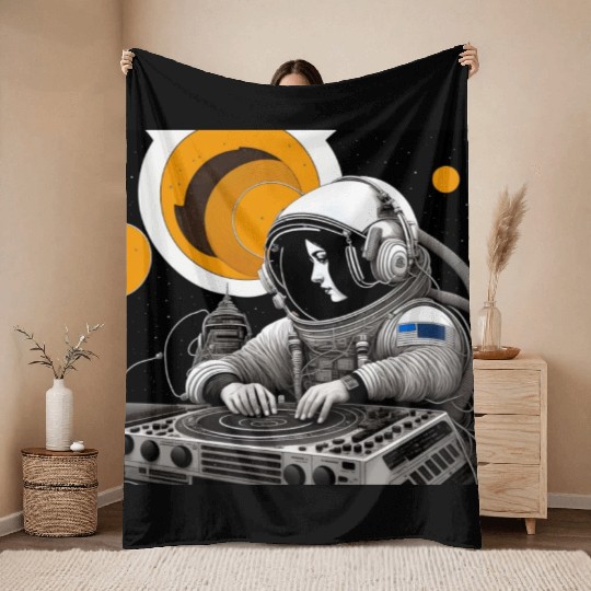 Intricate detailed artwork of astronauts using Throw Blankets