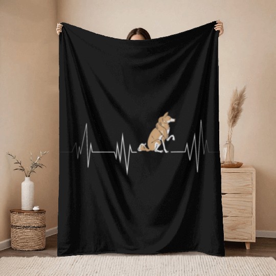 Siberian Husky Dog Heartbeat Throw Blankets