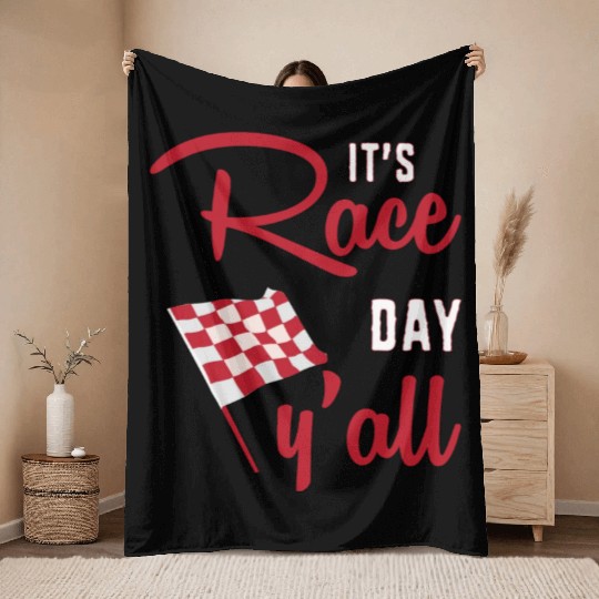 Dirt Track Racing Racer Its Race Day Yall Throw Blankets