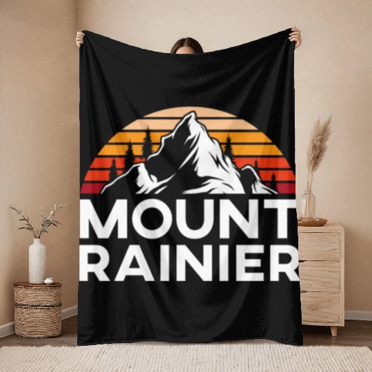 Mount Rainier Mountaineer Summit Sport Hiking Throw Blankets