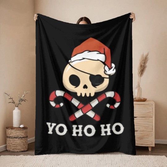 Santa Pirate Funny Christmas - Yo Ho Ho, Pirate Throw Blankets