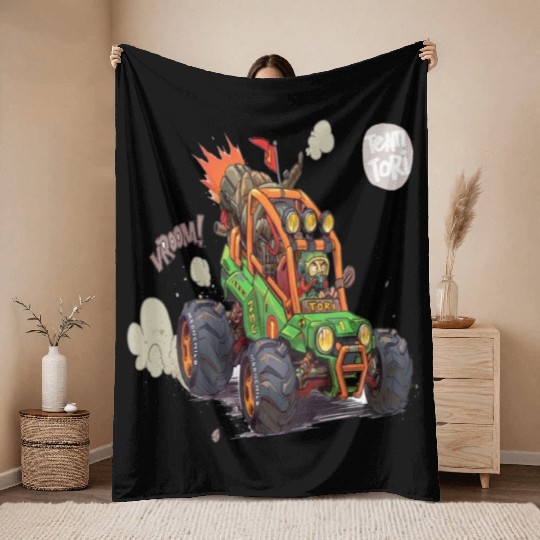 Duune Buuggy Sand Rail Car Racing Beach Desert Rc Dr Throw Blankets