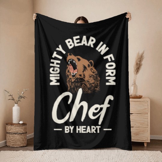 Chef Beast Animal Lover Bear Cooking Throw Blankets