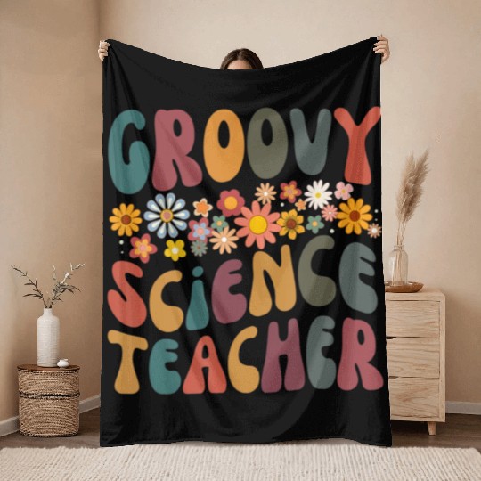 Groovy Science Teacher Retro Colorful Design Throw Blankets