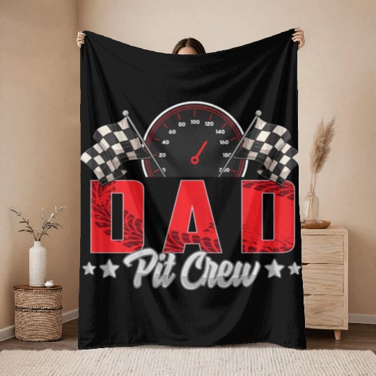 Race Car Birthday Party Racing Family Dad Pit Crew Throw Blankets